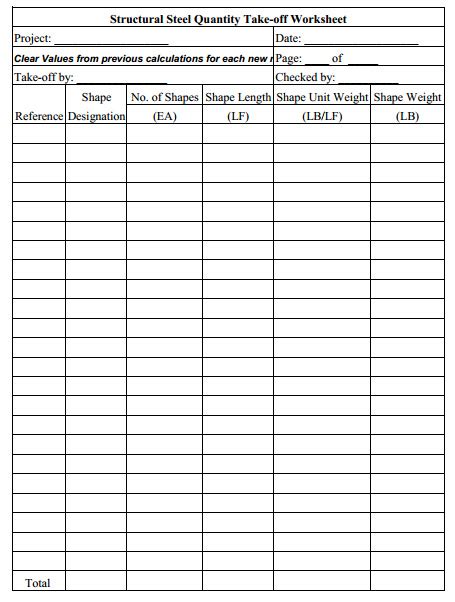 sheet metal take off forms|Structural Steel Takeoff Sheet .